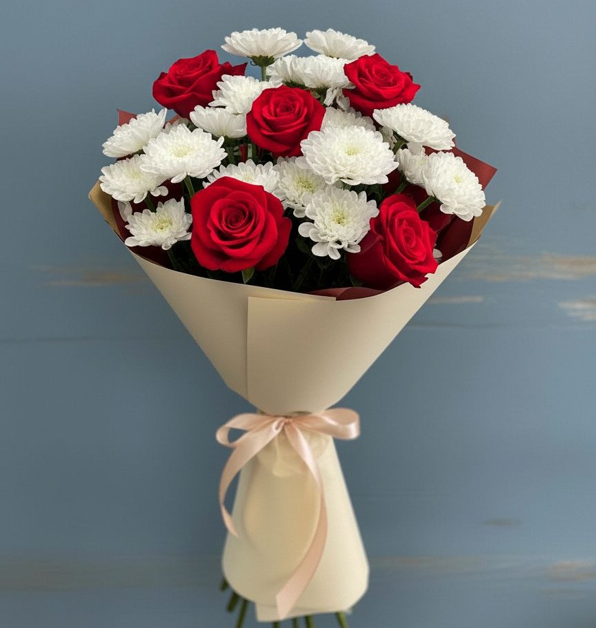 Букет цветов из: Розы и Хризантемы в Пшичо