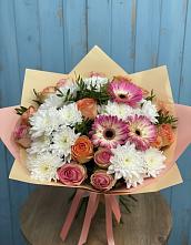 Букет цветов из:  Розы, Герберы и Хризантемы в Пшичо