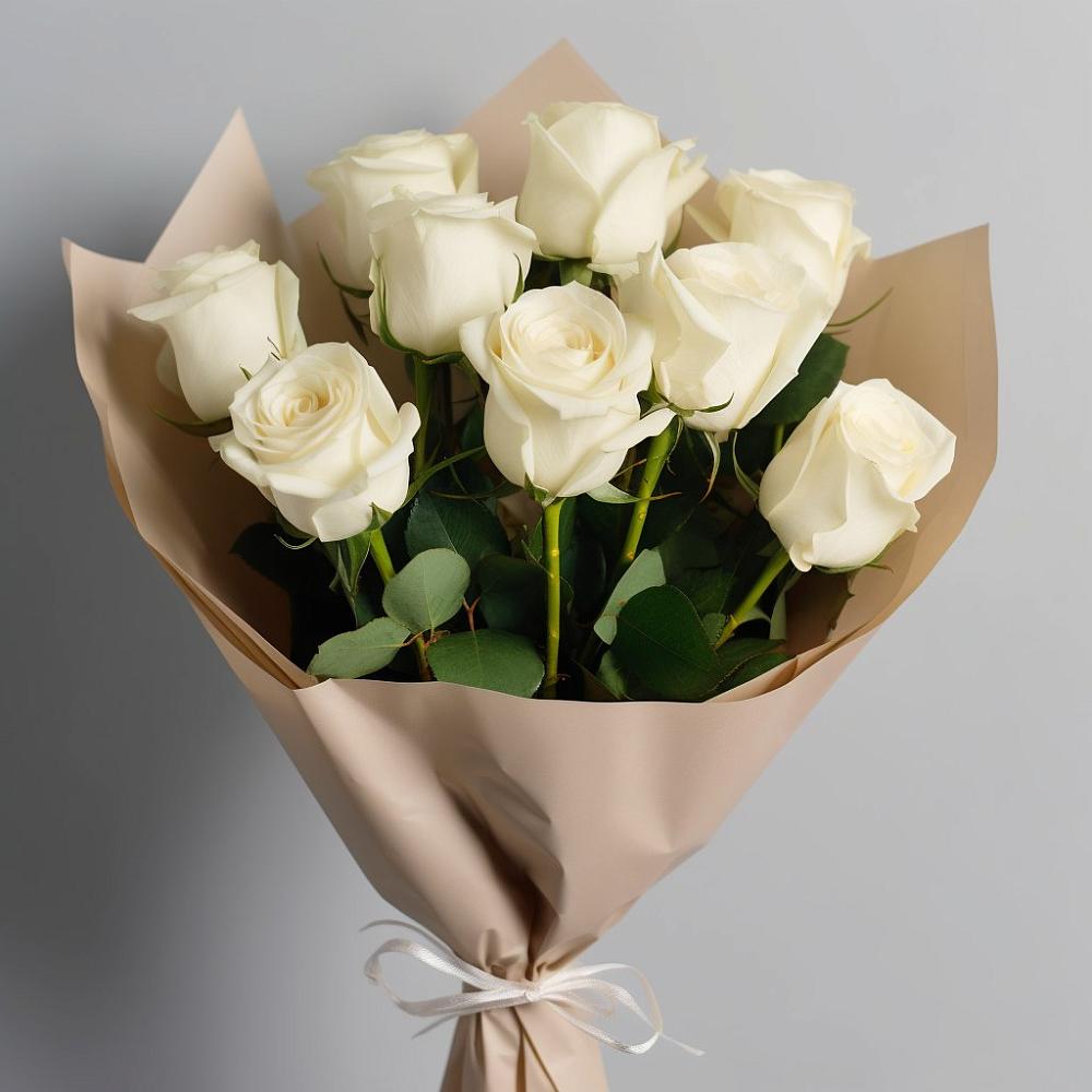 Букет 9 Белых роз Эдлесс Лав в Пшичо