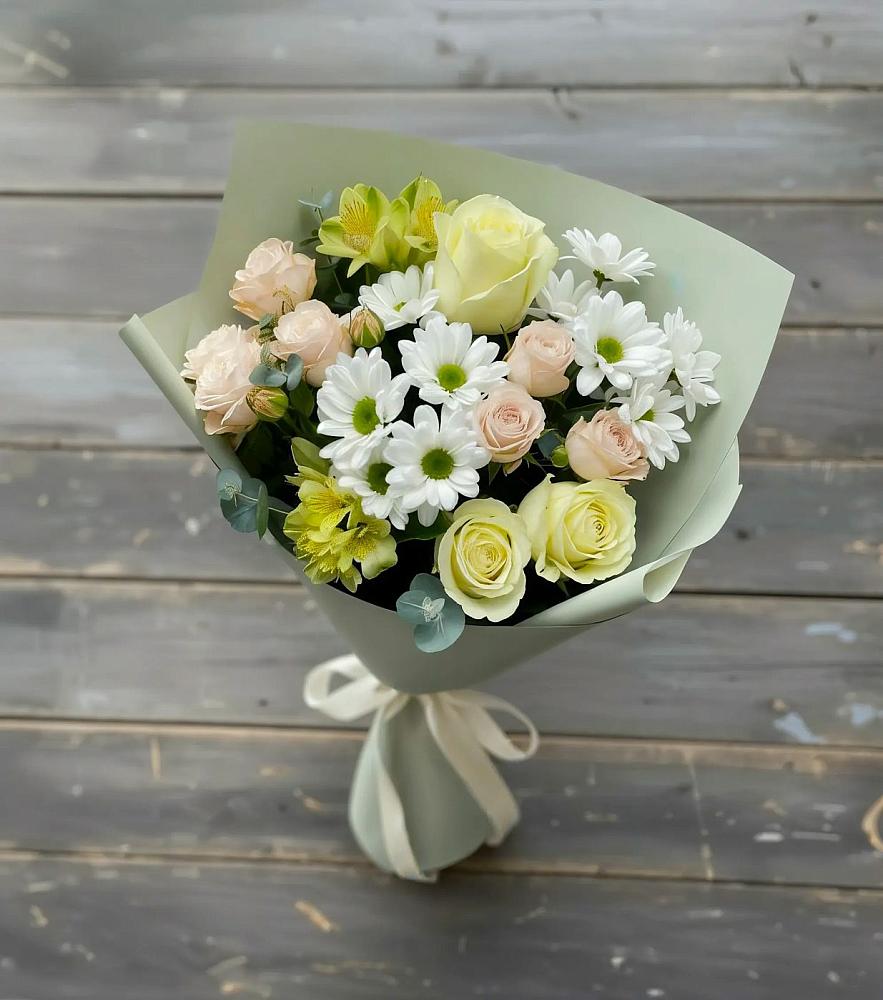 Букет цветов из: Альстромерии, Розы и Хризантемы в Пшичо