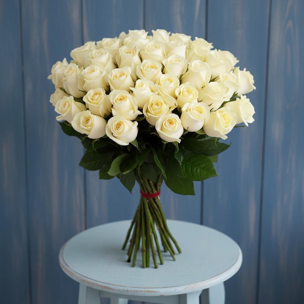 Букет 51 Белая роза Эдлесс Лав в Пшичо