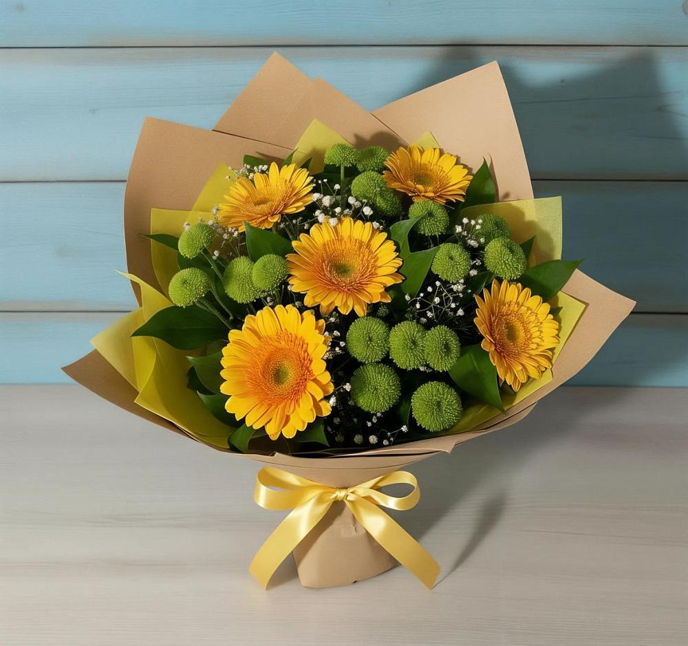Букет цветов из: Герберы и Хризантемы в Пшичо
