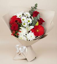 Букет цветов из:  Розы, Хризантемы, Герберы и Лилии в Пшичо