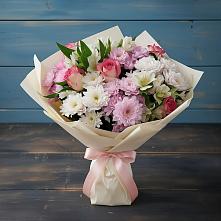 Букет цветов из:  Хризантемы, Альстромерии и Розы в Пшичо