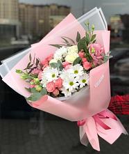 Букет цветов из:  Розы, Лизиантусы и Хризантемы в Пшичо