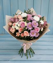 Букет цветов из:  Хризантемы, Розы и Альстромерии в Пшичо