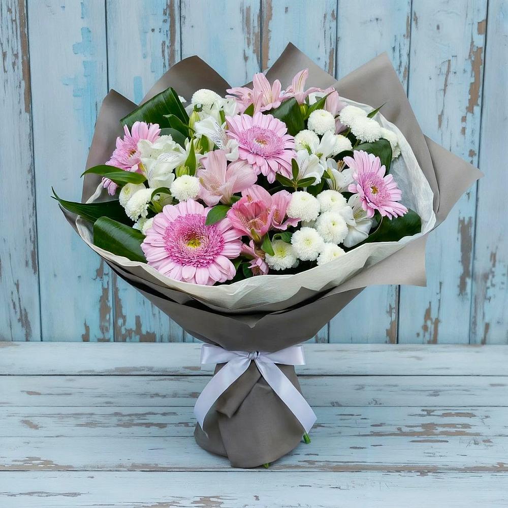 Букет цветов из: Герберы, Альстромерии и Хризантемы в Пшичо